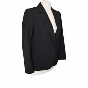 Theory Blazer Black Single Breasted Stretch Wool Suit Jacket Work Office Size 2